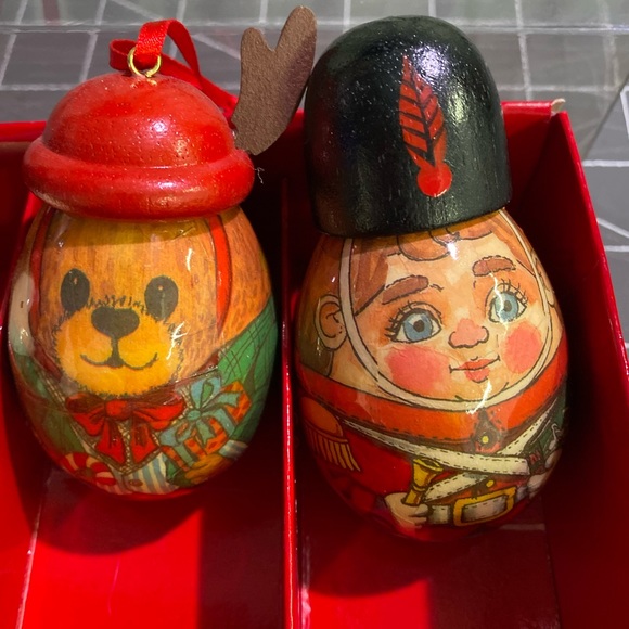 4 Vintage Decoupage Christmas Ornament Santa Reindeer Snowman Soldier - Picture 3 of 10